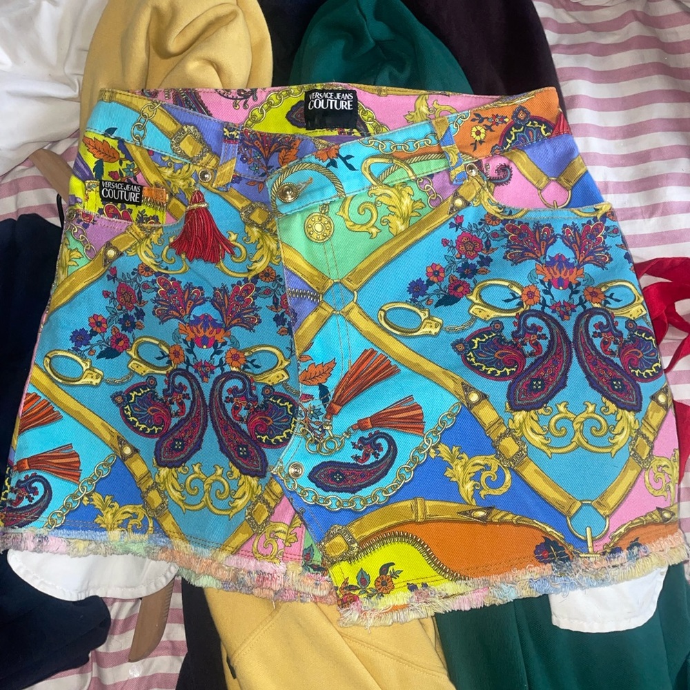 Versace jeans Couture Blue and Yellow Mini Skirt Resort Wear